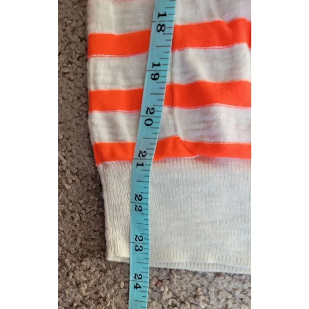 J. Crew Sweater Cardigan Women's Small Orange Cream Striped Long Sleeve Cotton